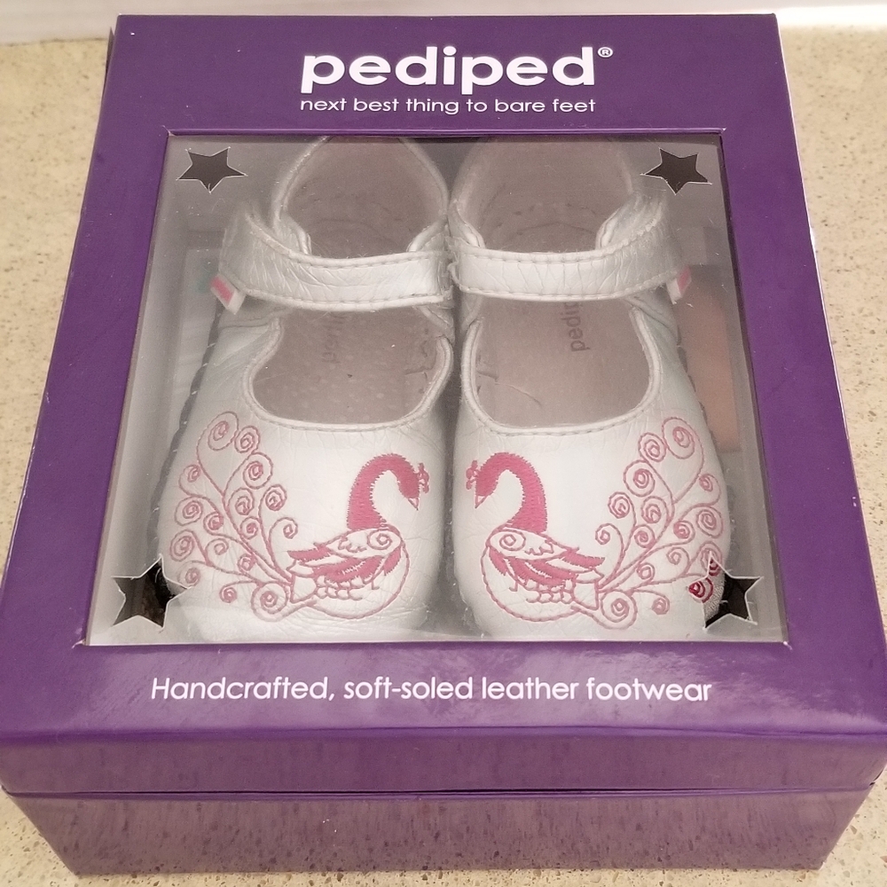 Pediped White and Pink Kids Shoes Peacock NIB